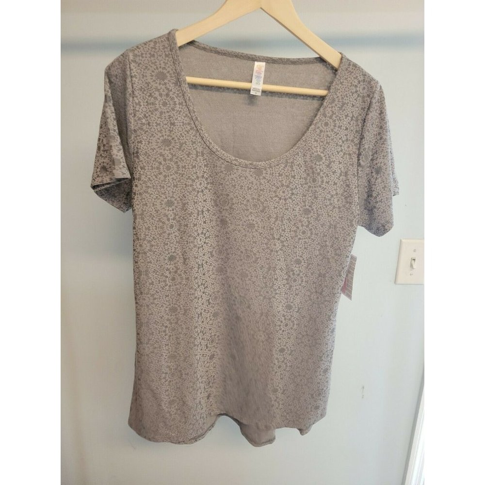 Lularoe Medium Classic T NWT Gray Charcoal Lace Pattern
